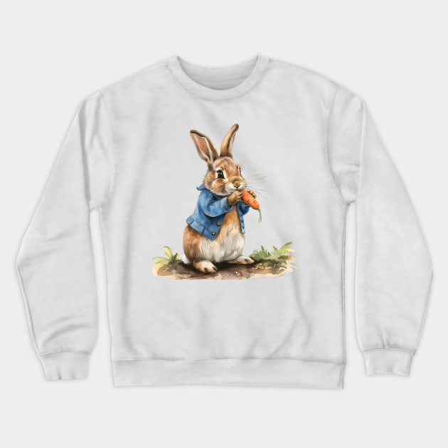 Peter Rabbit eating carrot Crewneck Sweatshirt by VelvetEasel